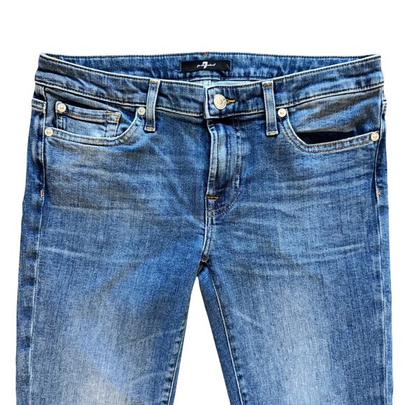 7 for All Mankind Jeans Women's Sz 28 Blue Pyper Slim Illusion Low Rise Skinny - Picture 2 of 13